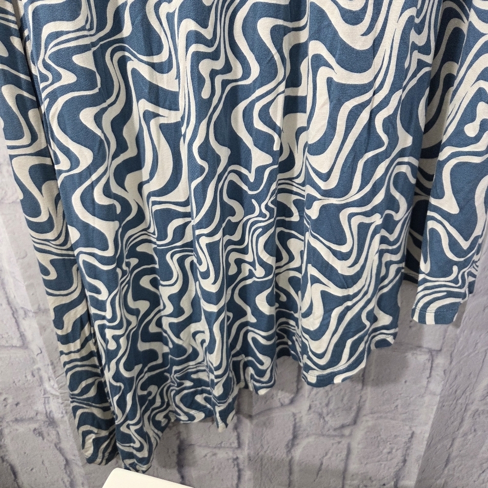 Ava & Viv X Blue Swirl Sleeveless Asymmetrical Hem Casual Summer Sun Dress - Picture 6 of 8